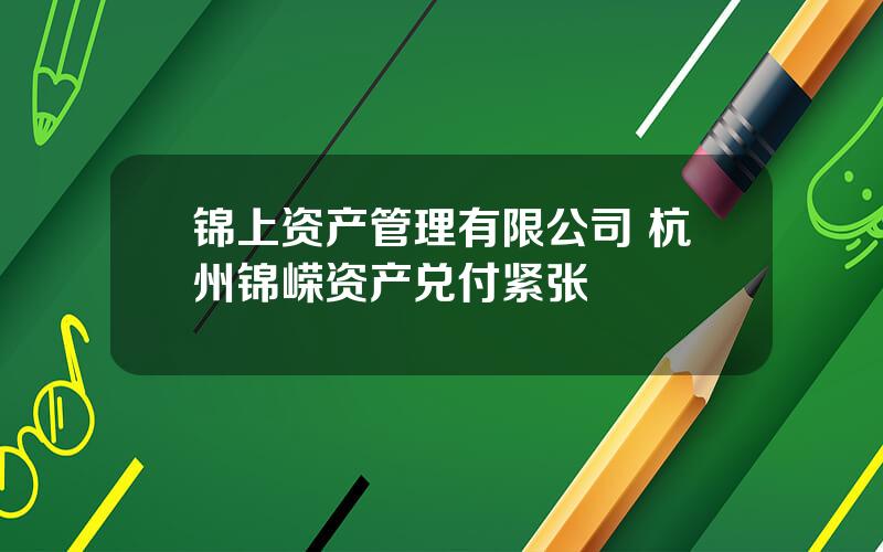 锦上资产管理有限公司 杭州锦嵘资产兑付紧张